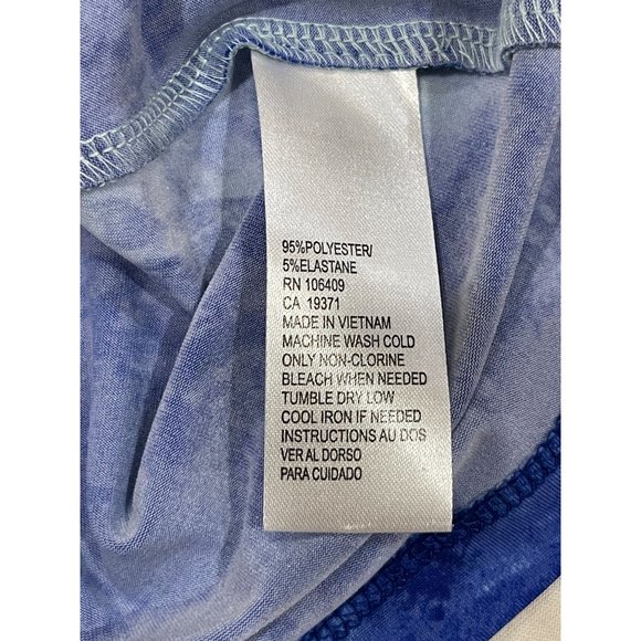 Tahari Womens Tie Dye Tank Top Pleated Neck 7289M480 Sleeveless Blue White SZ S - Picture 6 of 7